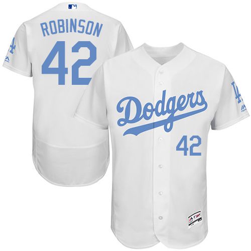 Dodgers #42 Jackie Robinson White Flexbase Authentic Collection Father's Day Stitched MLB Jersey